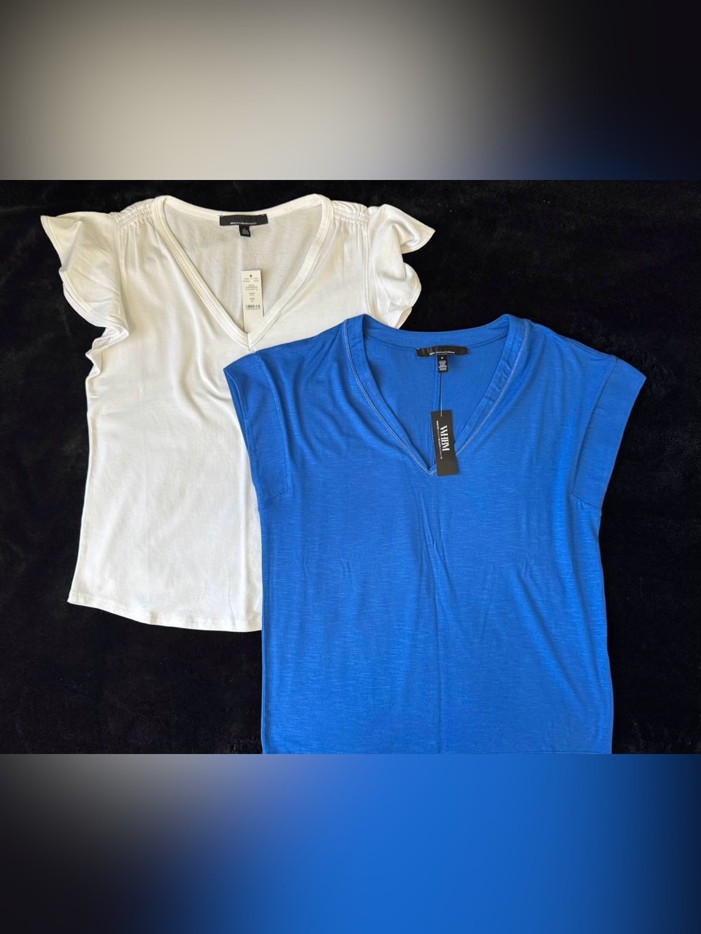 NWT White House Black Market Set of 2 Sleeveless Tank Tops Blue & White Size S